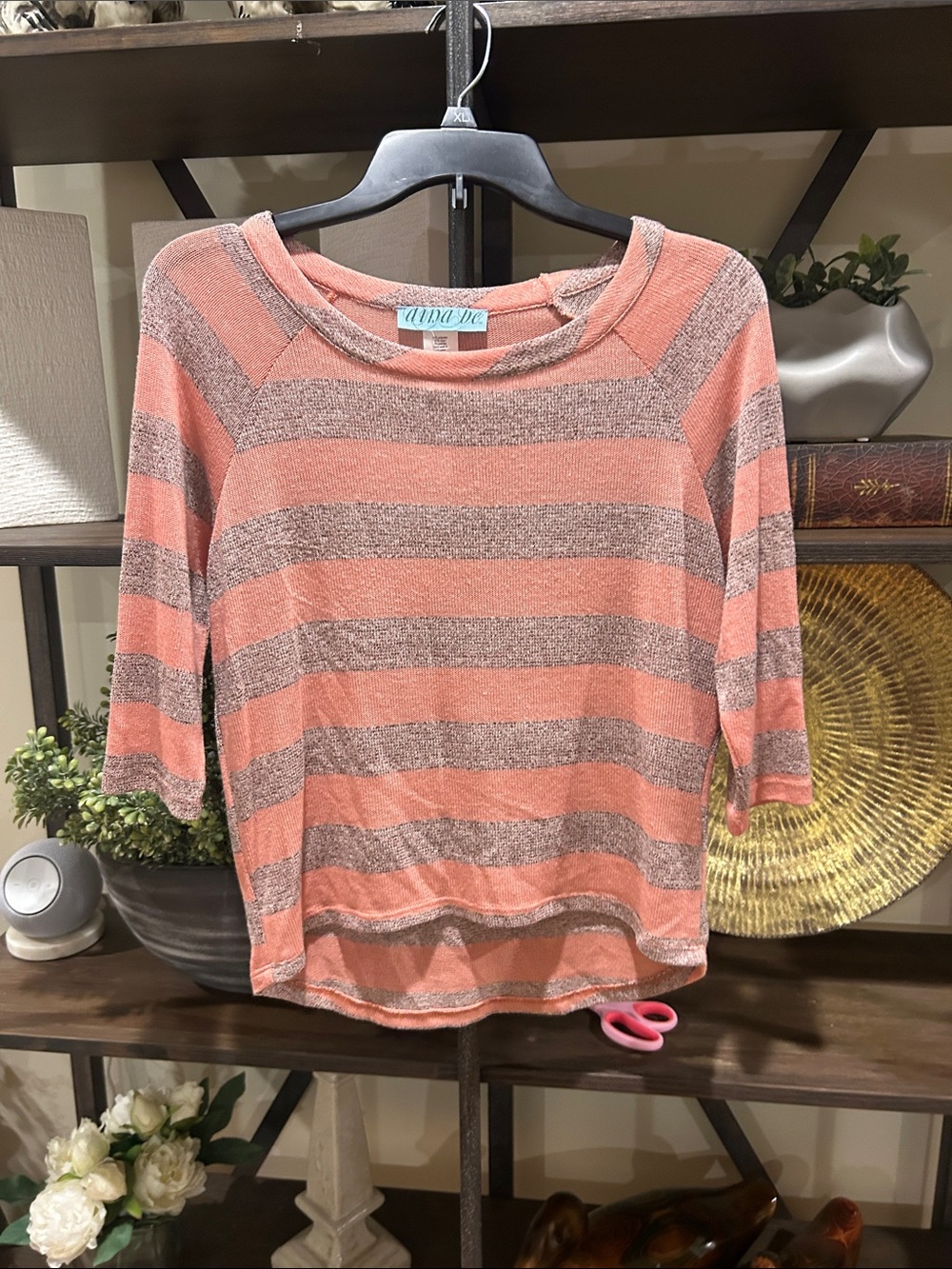 Pink Striped Lightweight Boatneck Top